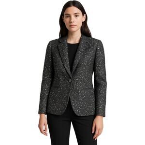 J.Crew Sequin Wool Herringbone Gray Blazer Jacket formal hoilday Size 0